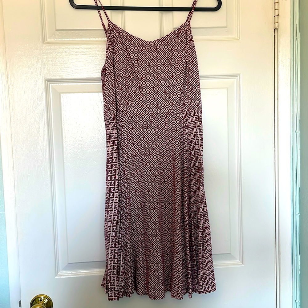 Old Navy Plum & White Geometric Diamond Fit & Flare Cami Dress (Size M)